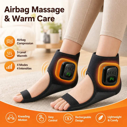 Airbag Ankle Massager and Heated Foot Compression Wrap for Daily Muscle Relaxation
