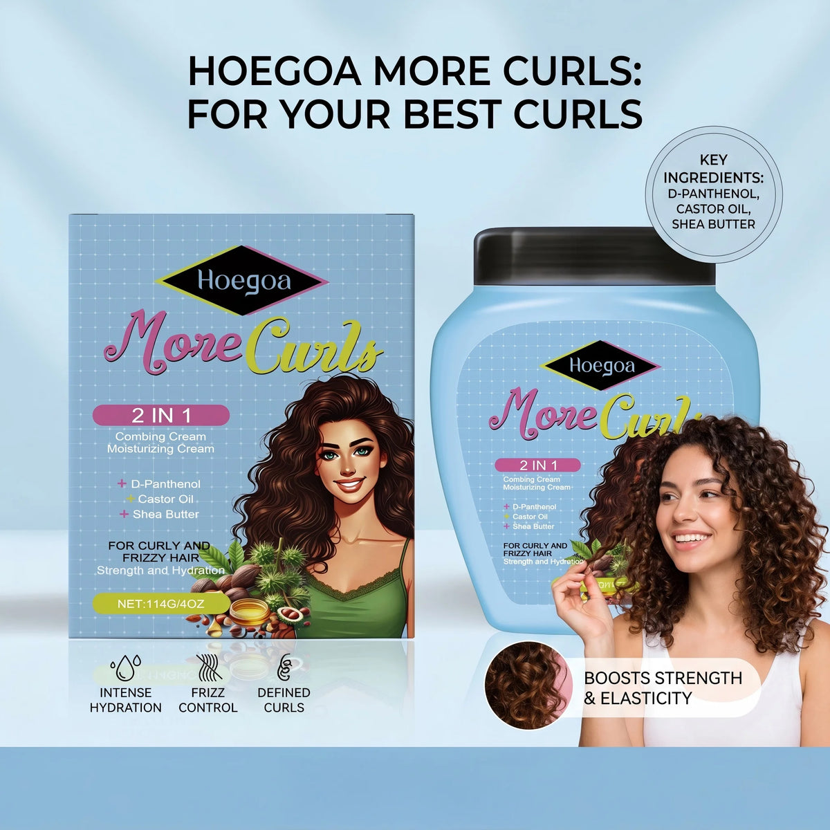 More Curls Hair Cream and Curl Defining Leave In for Hydrating Frizzy Hair