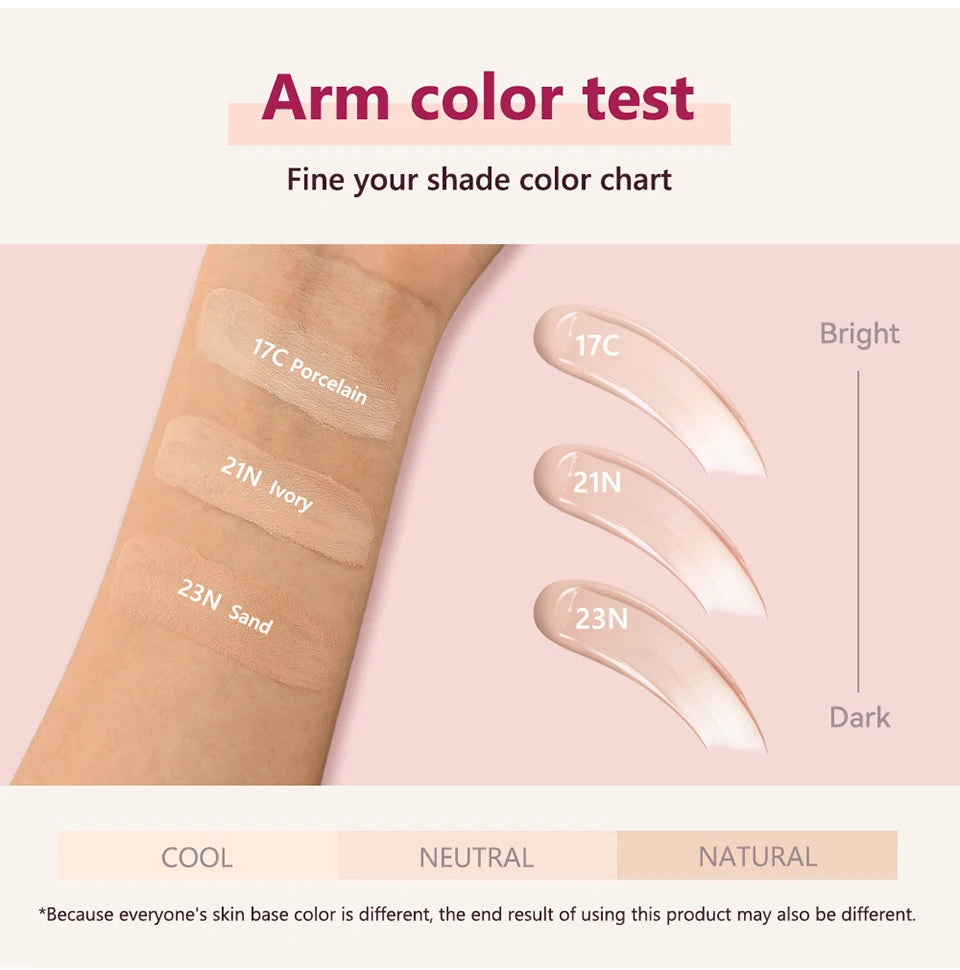 Semi Matte CC Cream Cushion and Long Lasting Foundation for Flawless Face Makeup - 12