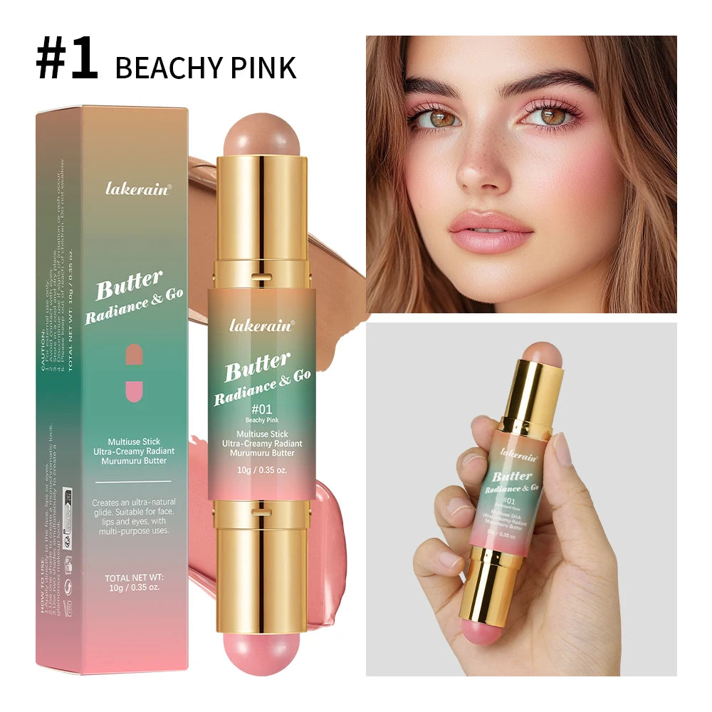 Double Headed Bronzer and Blush Stick for Quick Makeup Routines and Face Contouring - 24