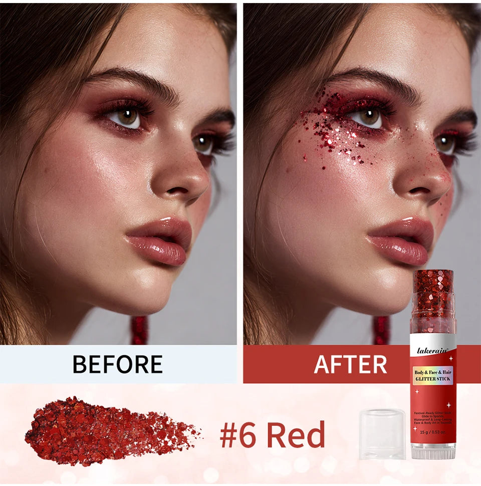 Body Shimmer Stick and Glitter Glow Balm for Festival and Party Makeup Looks - 12