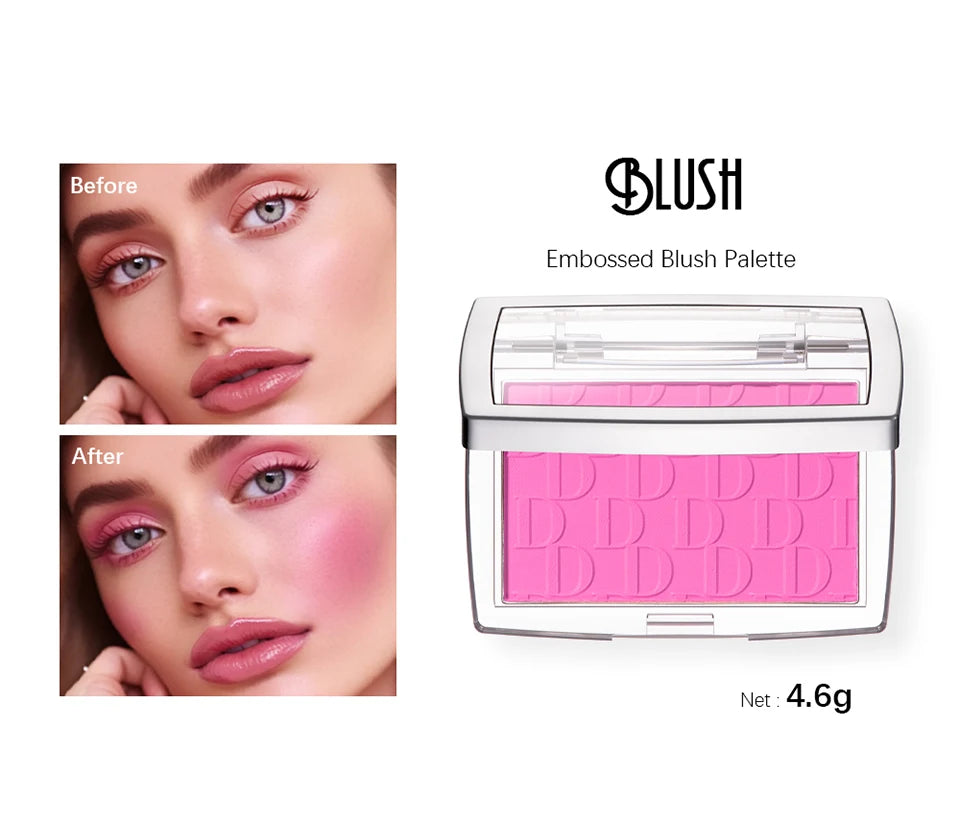 Matte Embossed Blush Palette and Facial Blusher Powder for Natural Makeup Looks - 6