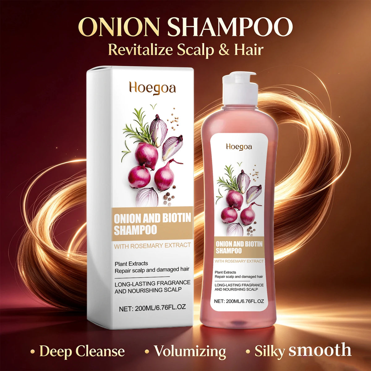 Onion and Biotin Shampoo and Hair Repair Cleanser for Damaged Hair Scalp Care