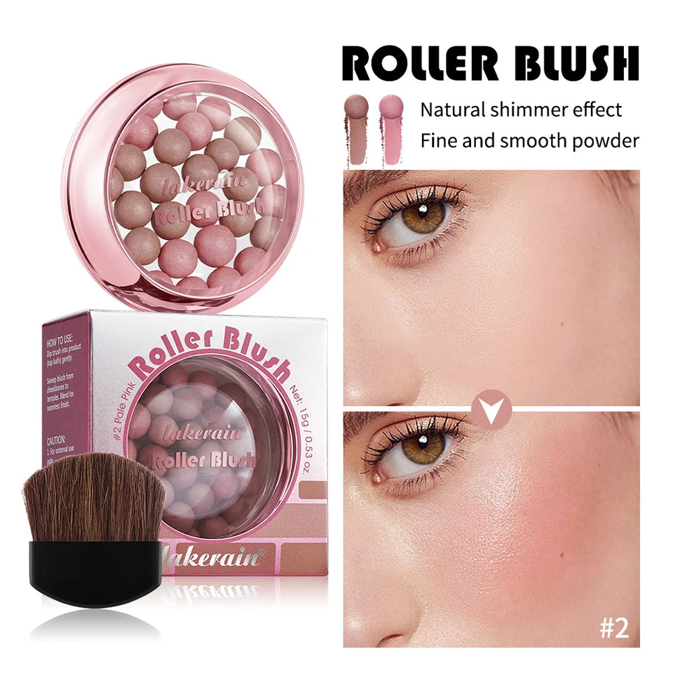 Roller Blush and Shimmer Powder Beads for Natural Glowing Cheek Makeup - 12
