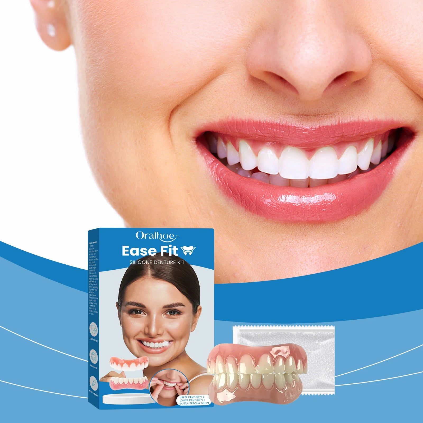 Full Denture Set and Temporary Dental Veneers for Natural Smile and Tooth Restoration - 2