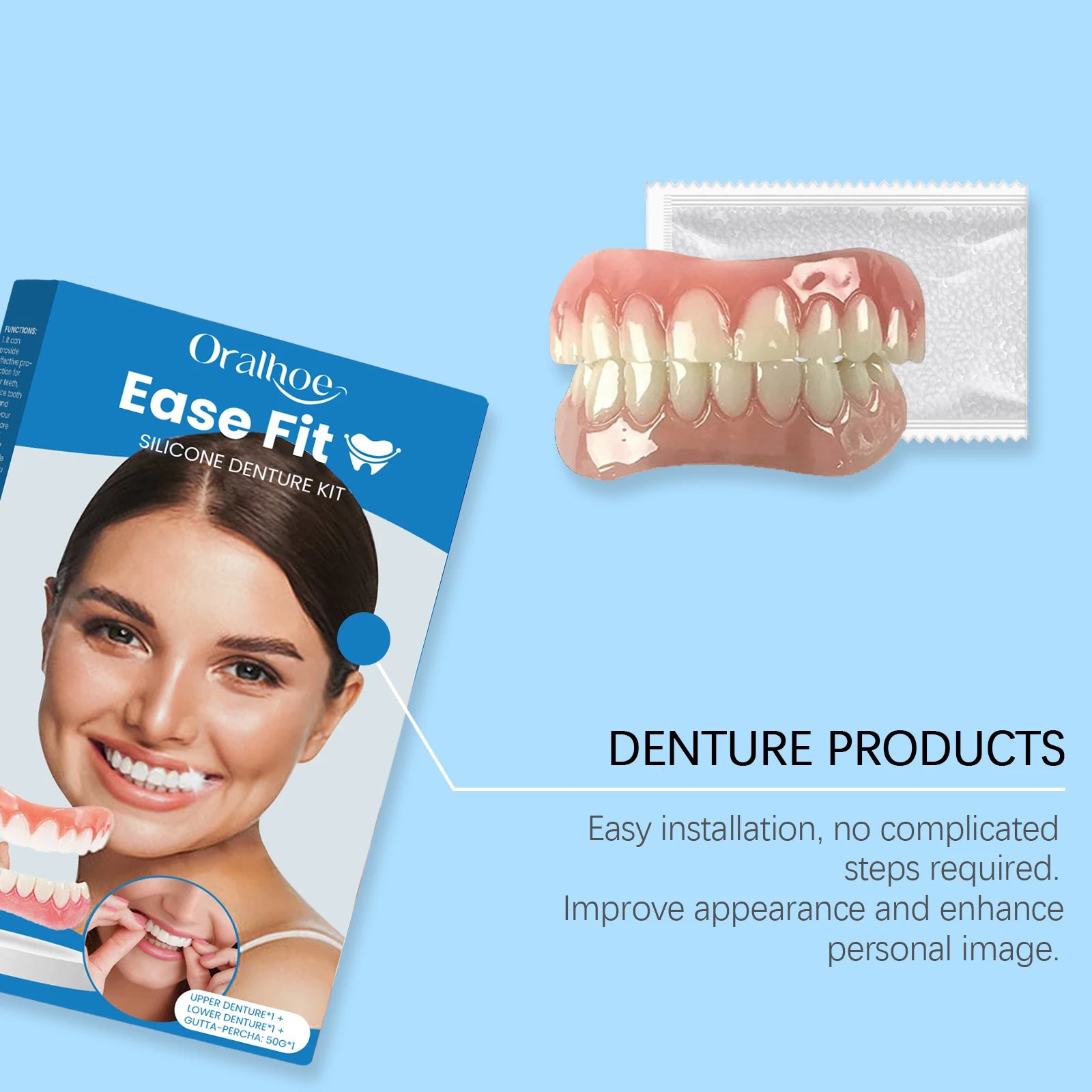Full Denture Set and Temporary Dental Veneers for Natural Smile and Tooth Restoration - 12