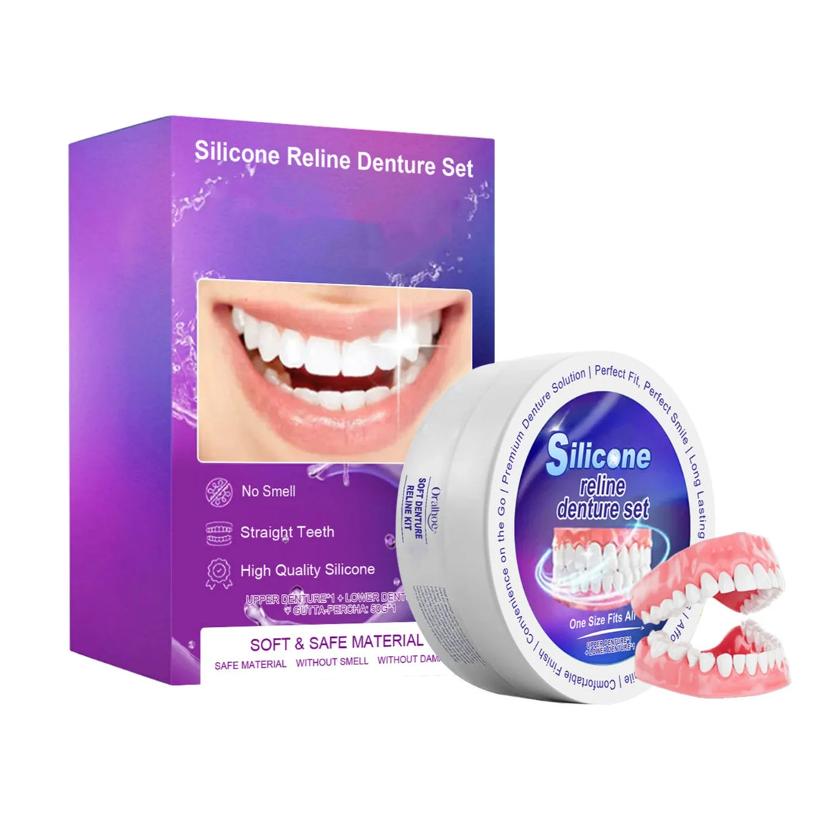 Denture Reliner Kit and Temporary Teeth Set for Daily Smile Enhancement Needs