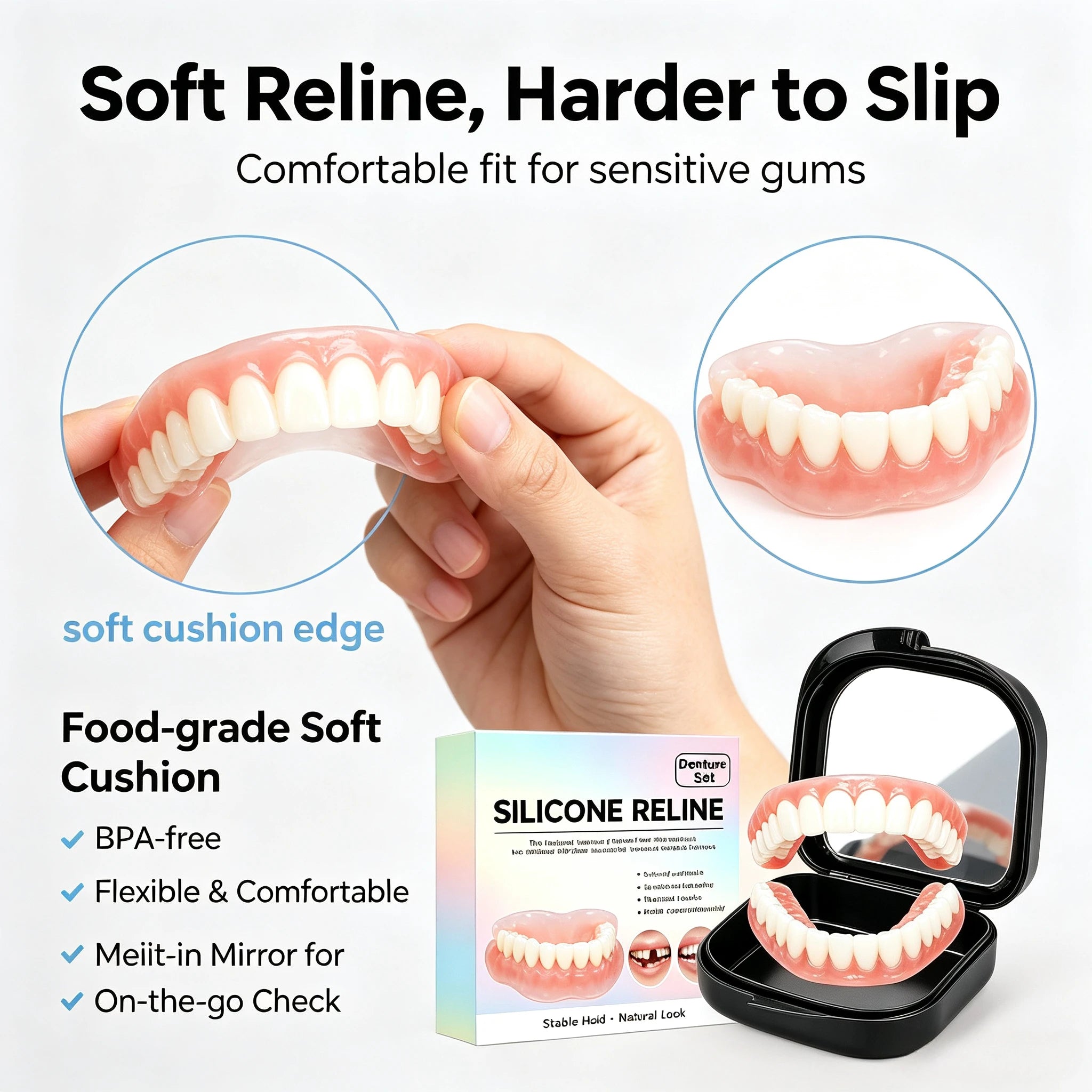 Silicone Dentures and Cosmetic False Teeth for Instant Smile Improvement at Home - 2