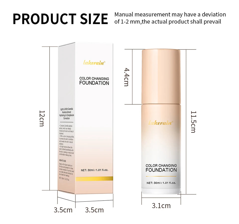 Color Changing Foundation and Liquid Face Concealer for Daily Natural Glowing Makeup