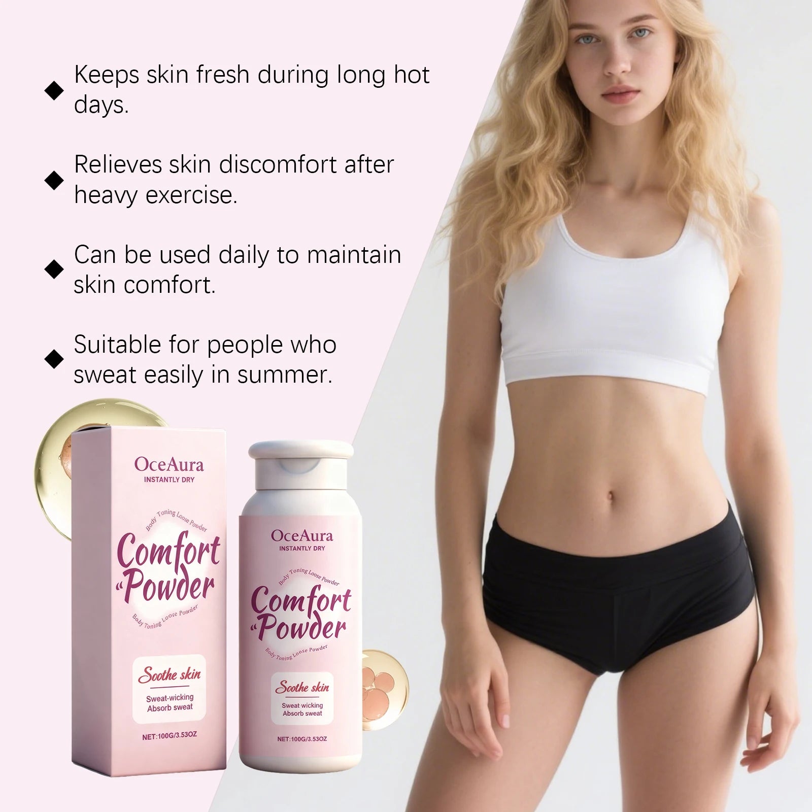 Comfort Powder and Sweat Absorbing Dust for Hot Summer Skin Protection - 11