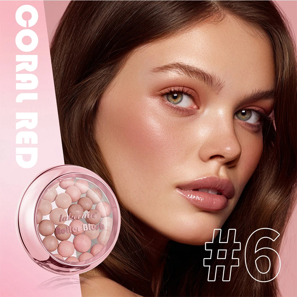 Roller Blush and Shimmer Powder Beads for Natural Glowing Cheek Makeup