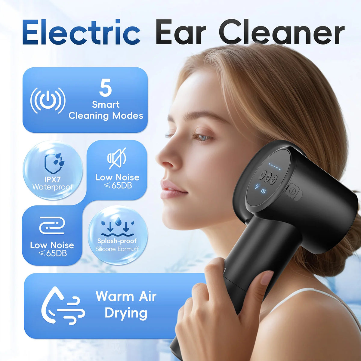 Electric Ear Wax Removal Kit and Ear Canal Washer for Gentle Home Cleaning