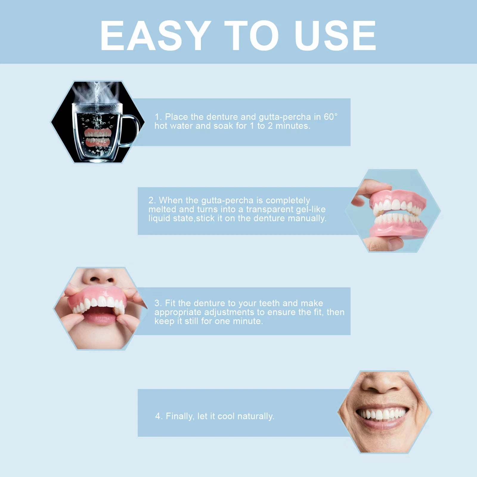 Adjustable Dentures and Fake Teeth Set for Adults and Elderly Daily Wear - 6