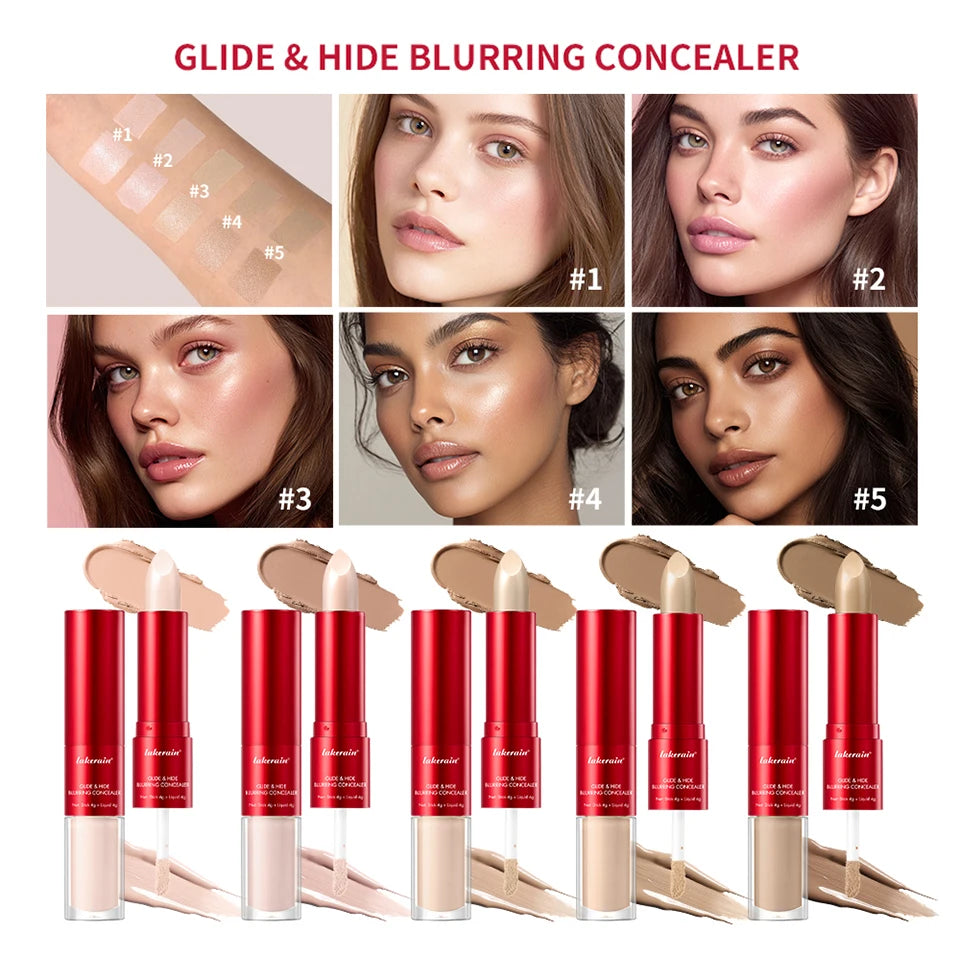 Glide and Hide Blurring Concealer and Full Coverage Foundation for Daily Makeup