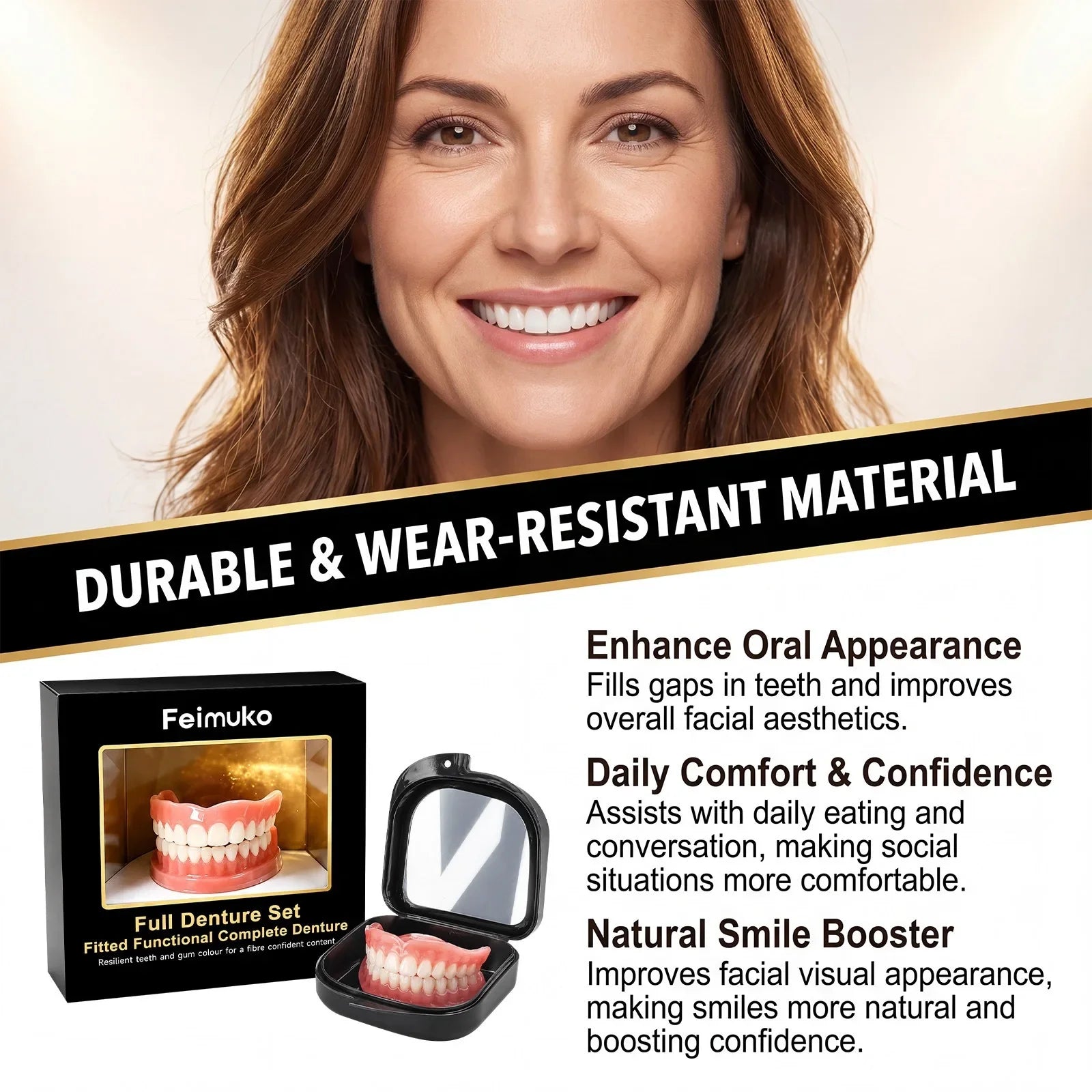 Silicone Dentures and Removable Cosmetic Teeth for Instant Smile Restoration Support - 4