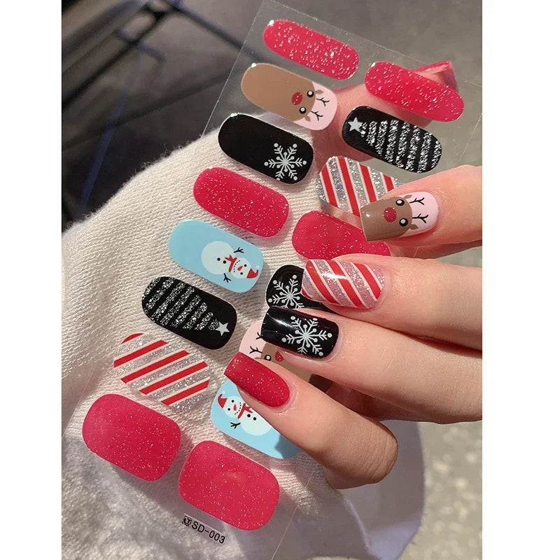 Christmas Nail Sticker and Holiday Gel Wrap for Winter Party Decorations