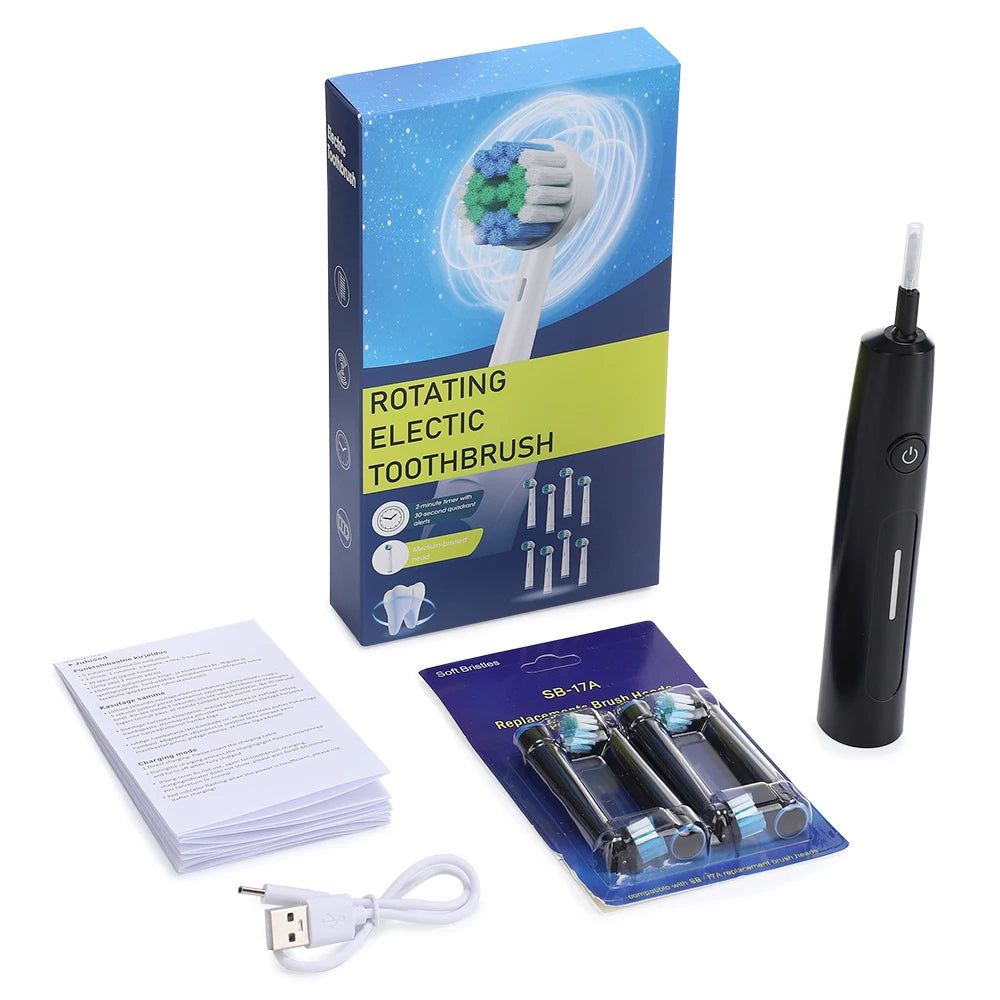 Rotating Electric Toothbrush and Rechargeable Dental Cleaner for Adults