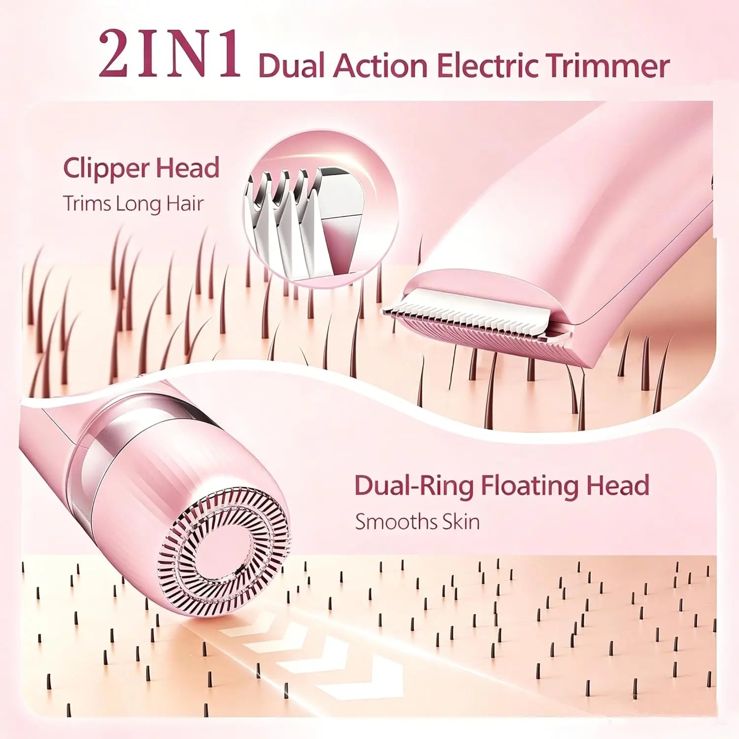 Dual Head Women Hair Remover and Electric Bikini Trimmer for Smooth Body Grooming - 9