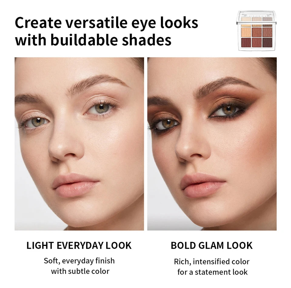 Nine Color Eyeshadow Palette and Matte Shimmer Makeup Kit for Daily Smoky Looks - 12