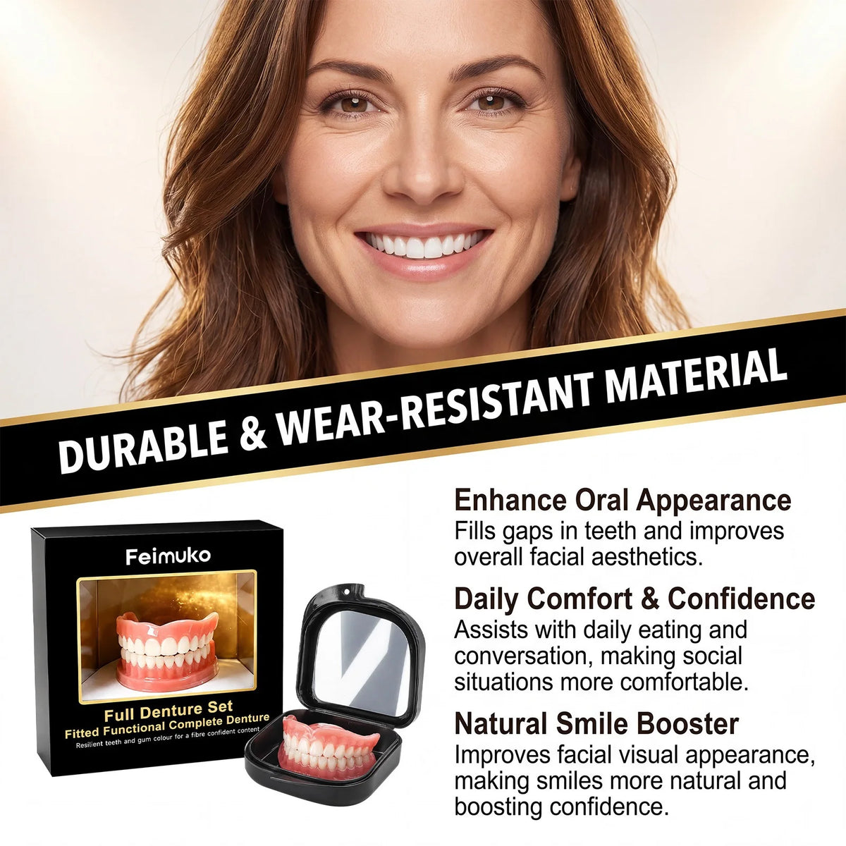 Silicone Snap On Dentures and Instant Smile Veneers for Daily Oral Care Use