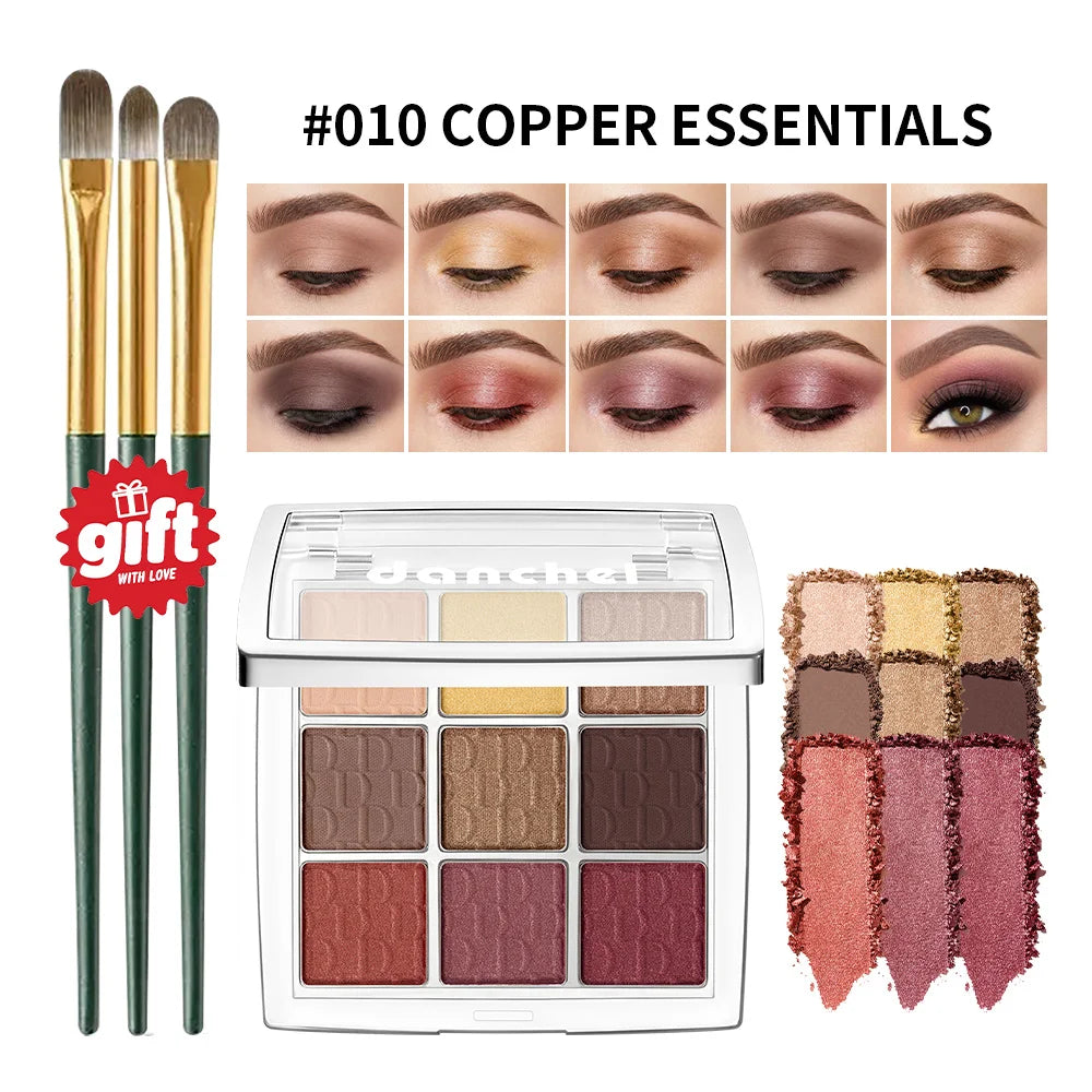 Nine Color Eyeshadow Palette and Matte Shimmer Makeup Kit for Daily Smoky Looks - 23