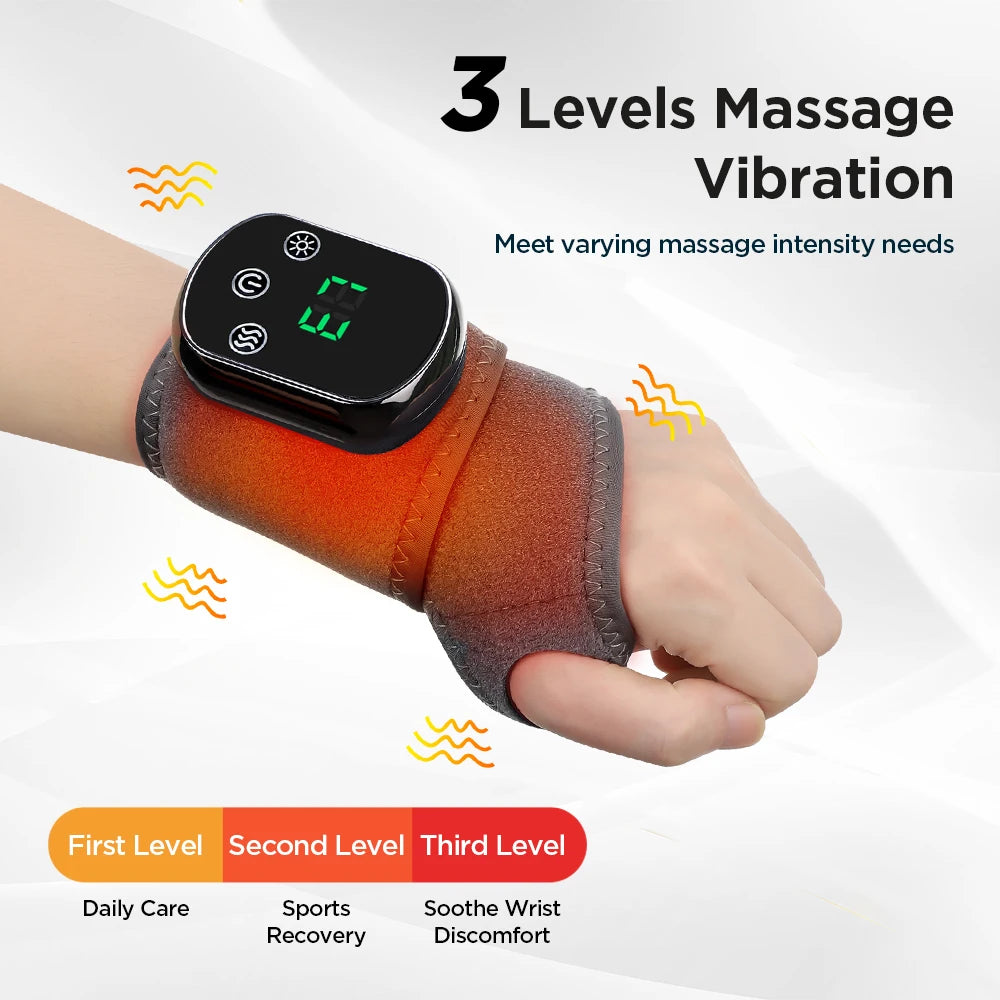 Heated Wrist Brace and Vibration Massager for Daily Relief and Office Comfort