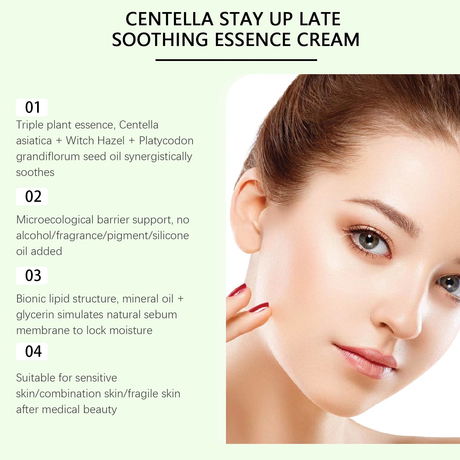 Centella Asiatica Soothing Cream and Calming Moisturizer for Sensitive Skin - 10