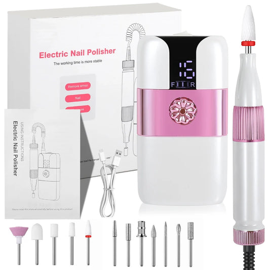 Electric Nail Drill and Portable Manicure File for Professional Home Salon Nail Care