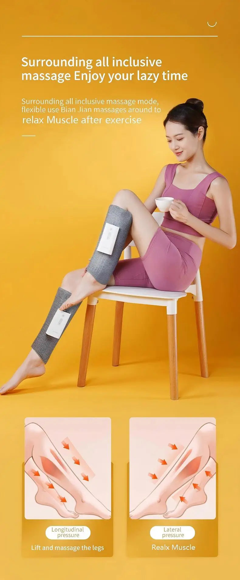 Cordless Airbag Compression Leg Massager and Calf Muscle Relief for Daily Home