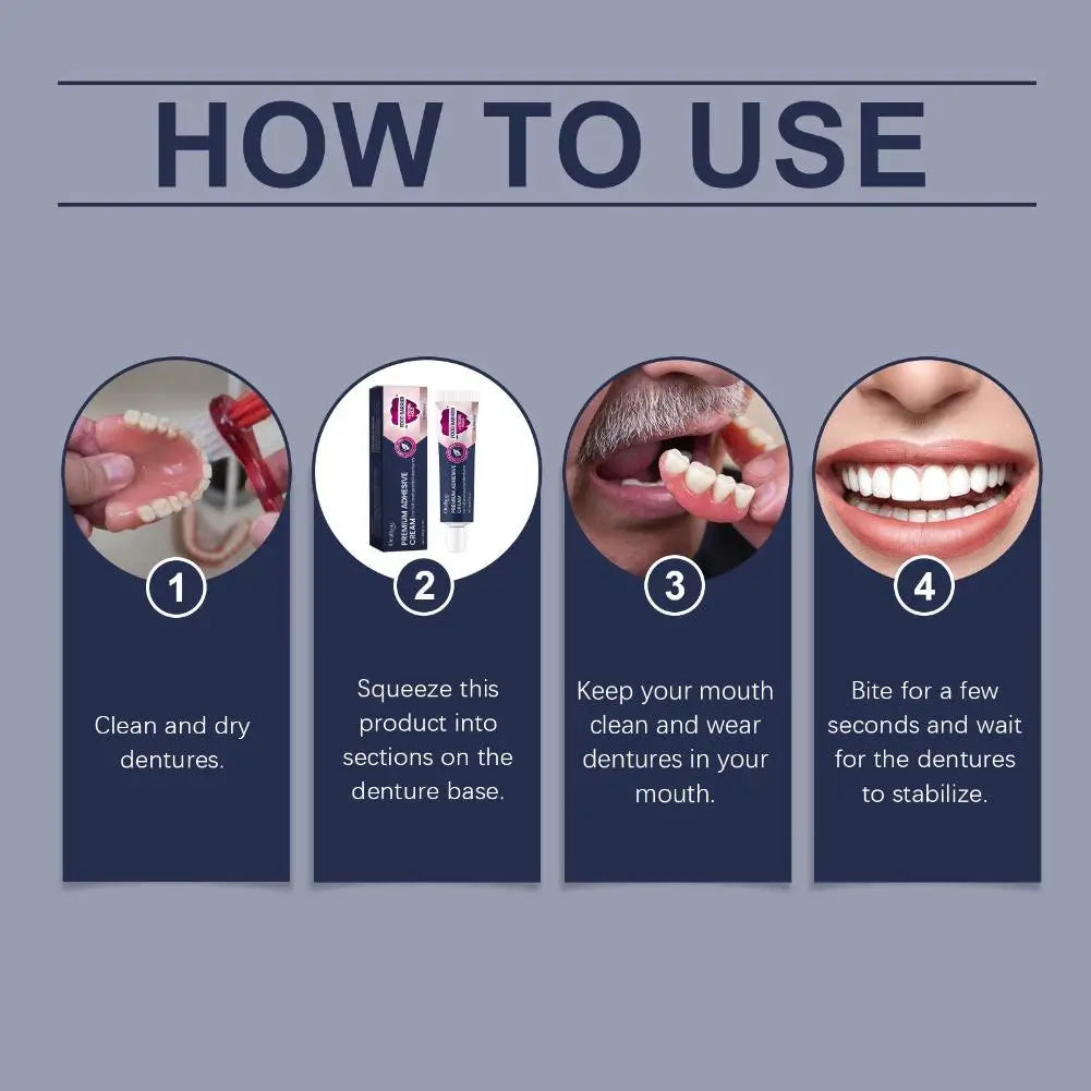 Denture Adhesive Cream and Secure Fix Glue for Full and Partial Denture Wearers - 3
