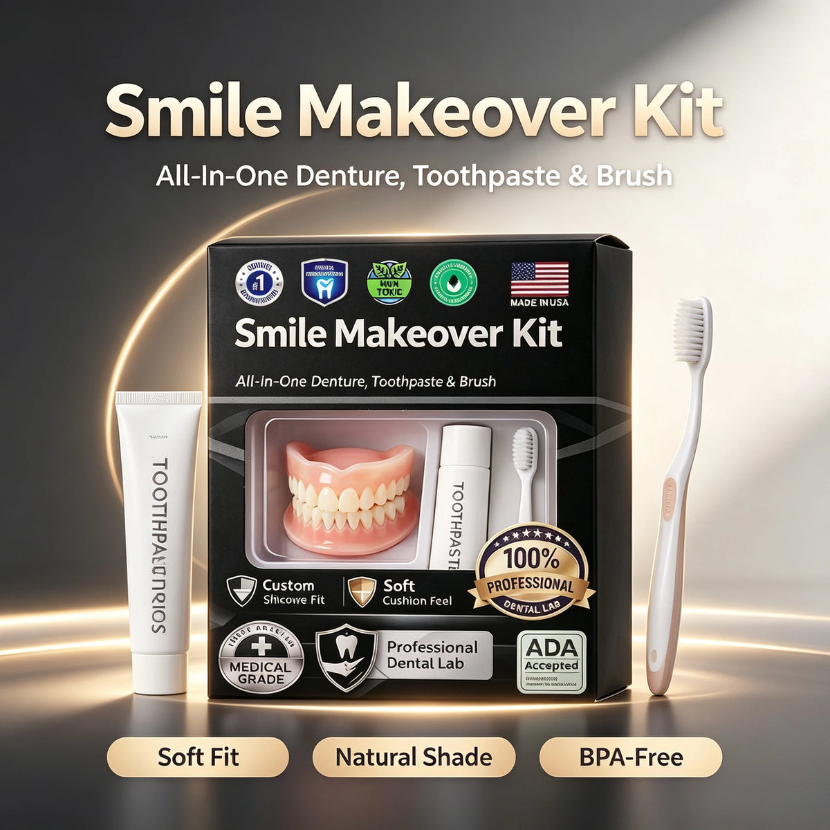 Moldable Silicone Denture Set and Fake Teeth Kit for Instant Smile Enhancement