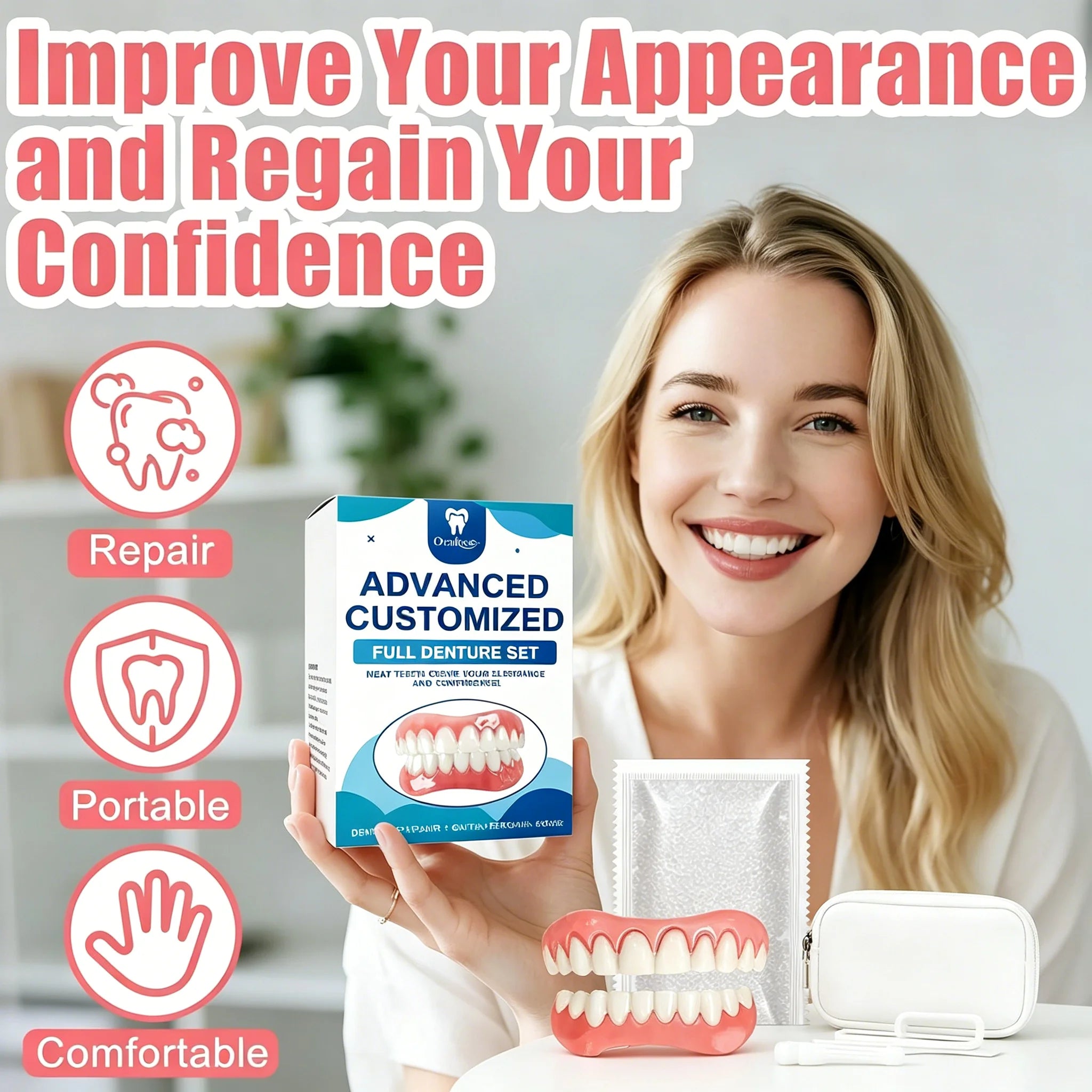 Full Denture Set and Temporary False Teeth Veneers for a Confident Daily Smile - 9