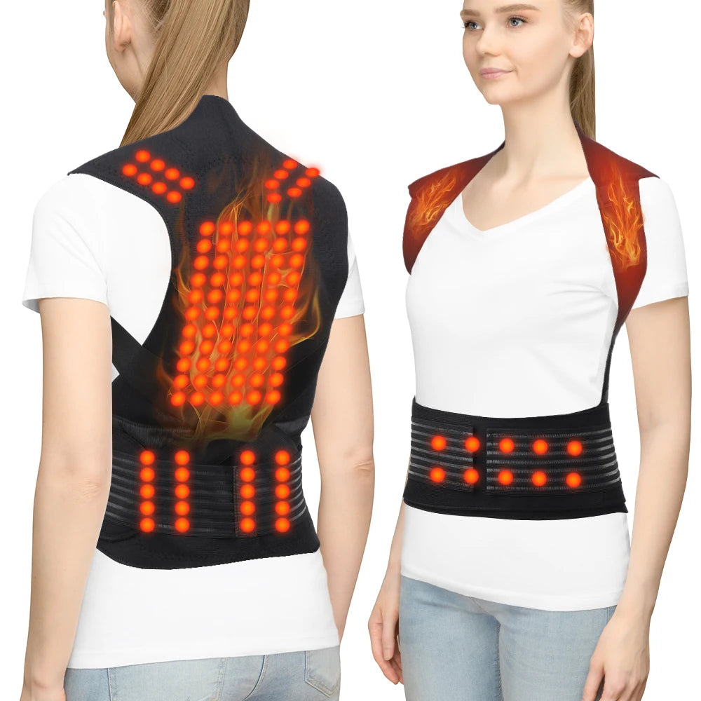 Self Heating Tourmaline Back Brace and Magnetic Posture Support for Relief