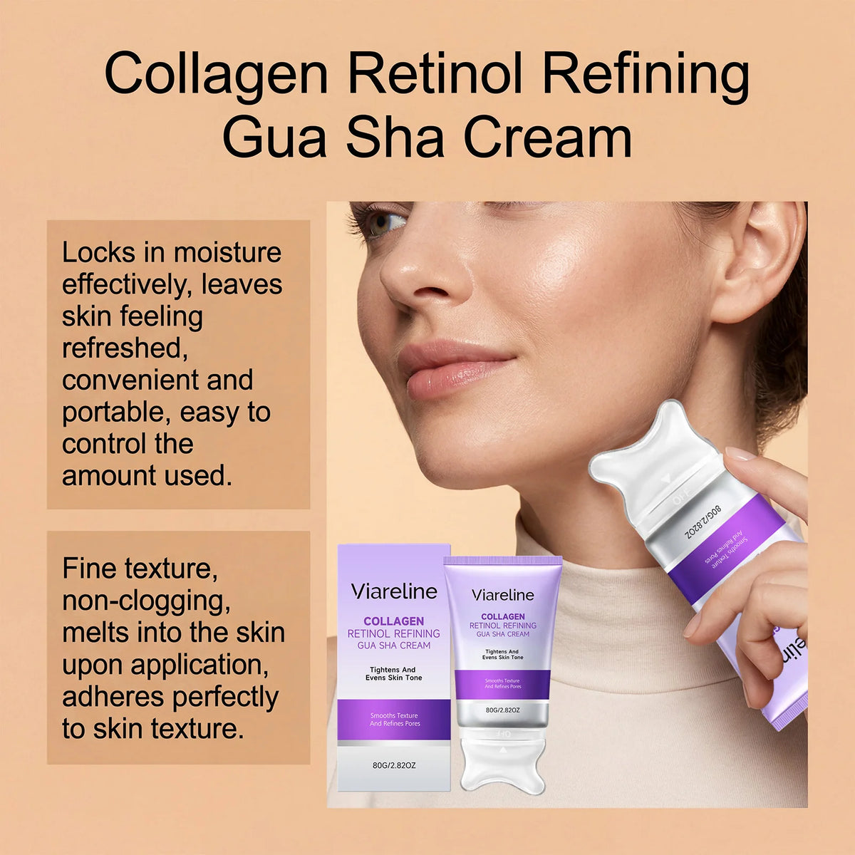 Collagen Retinol Gua Sha Cream and Facial Firming Moisturizer for Daily Lifting