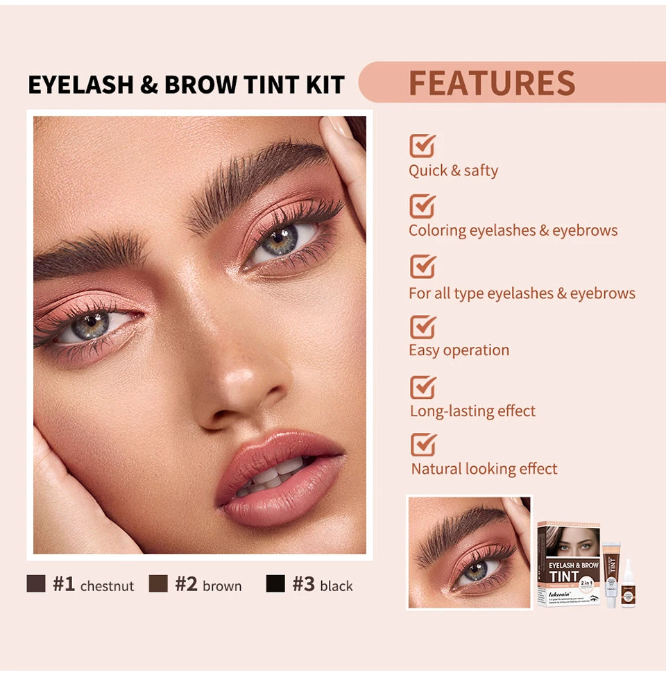 Eyelash and Brow Tint Kit for Natural Looking Definition and Long Lasting Color