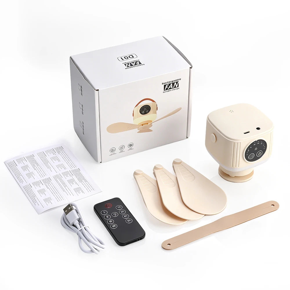 Portable Ceiling Fan and Hanging Tent Light for Camping Dorms and Bedrooms