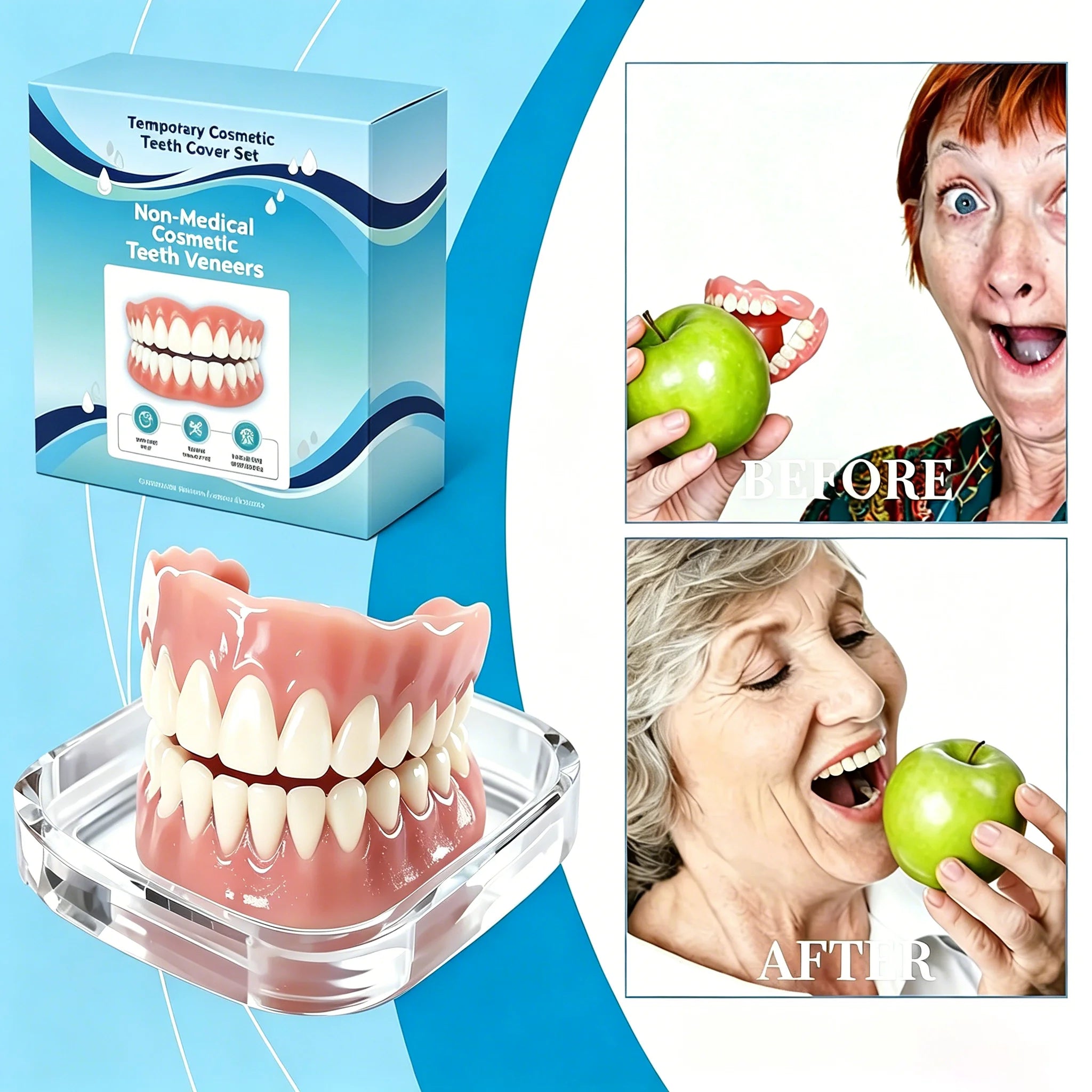 Adjustable Silicone Denture Kit and Temporary Teeth Set for a Natural Smile - 1