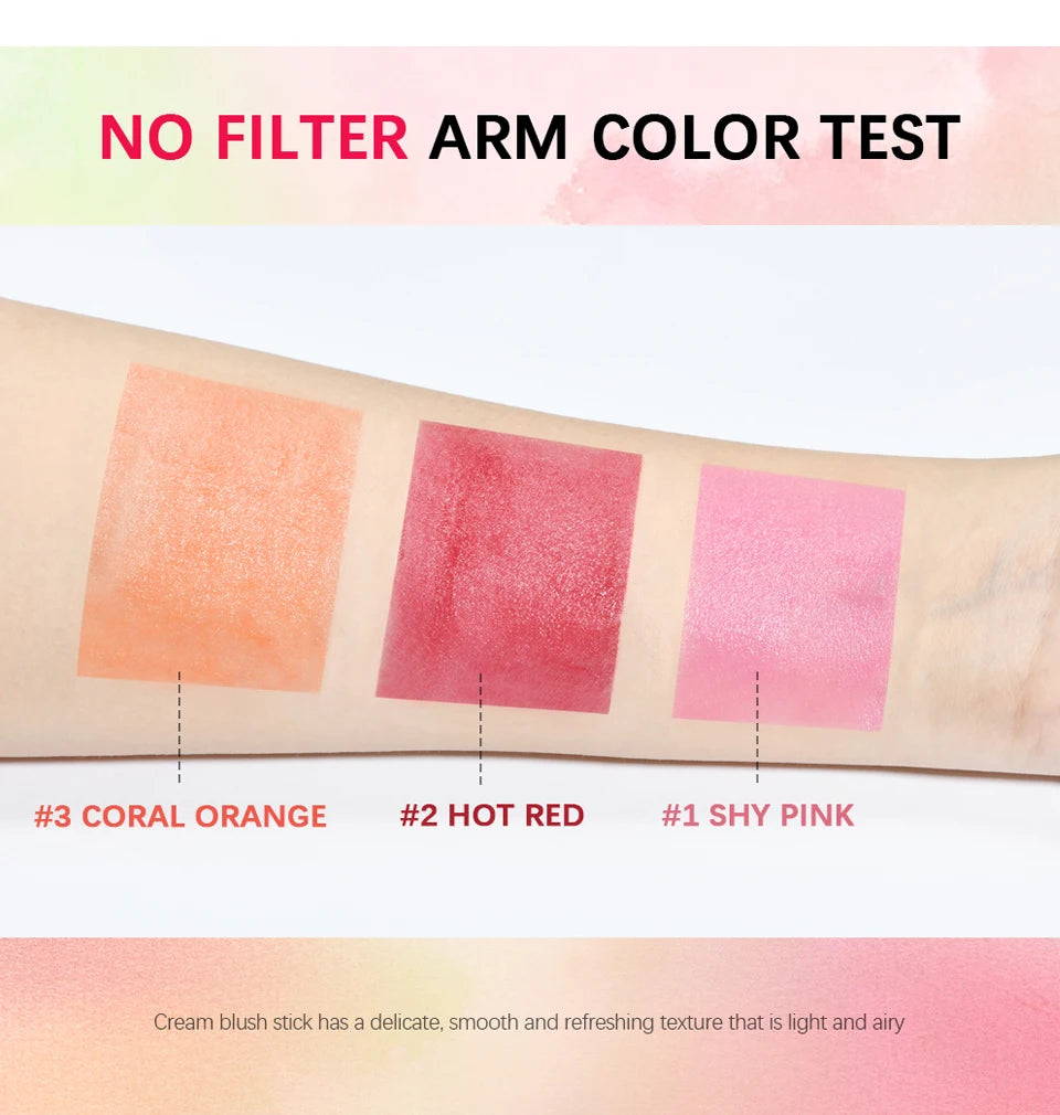 Tinted Moisture Blush Stick and Cream Color Blusher for Daily Makeup Routine