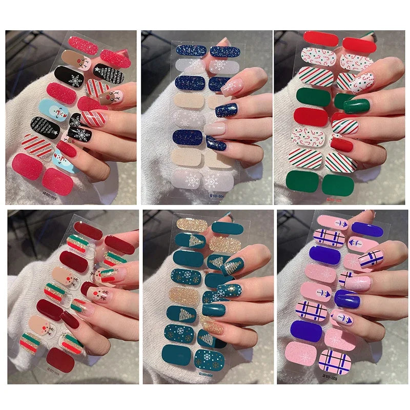 Christmas Nail Sticker and Holiday Gel Wrap for Winter Party Decorations