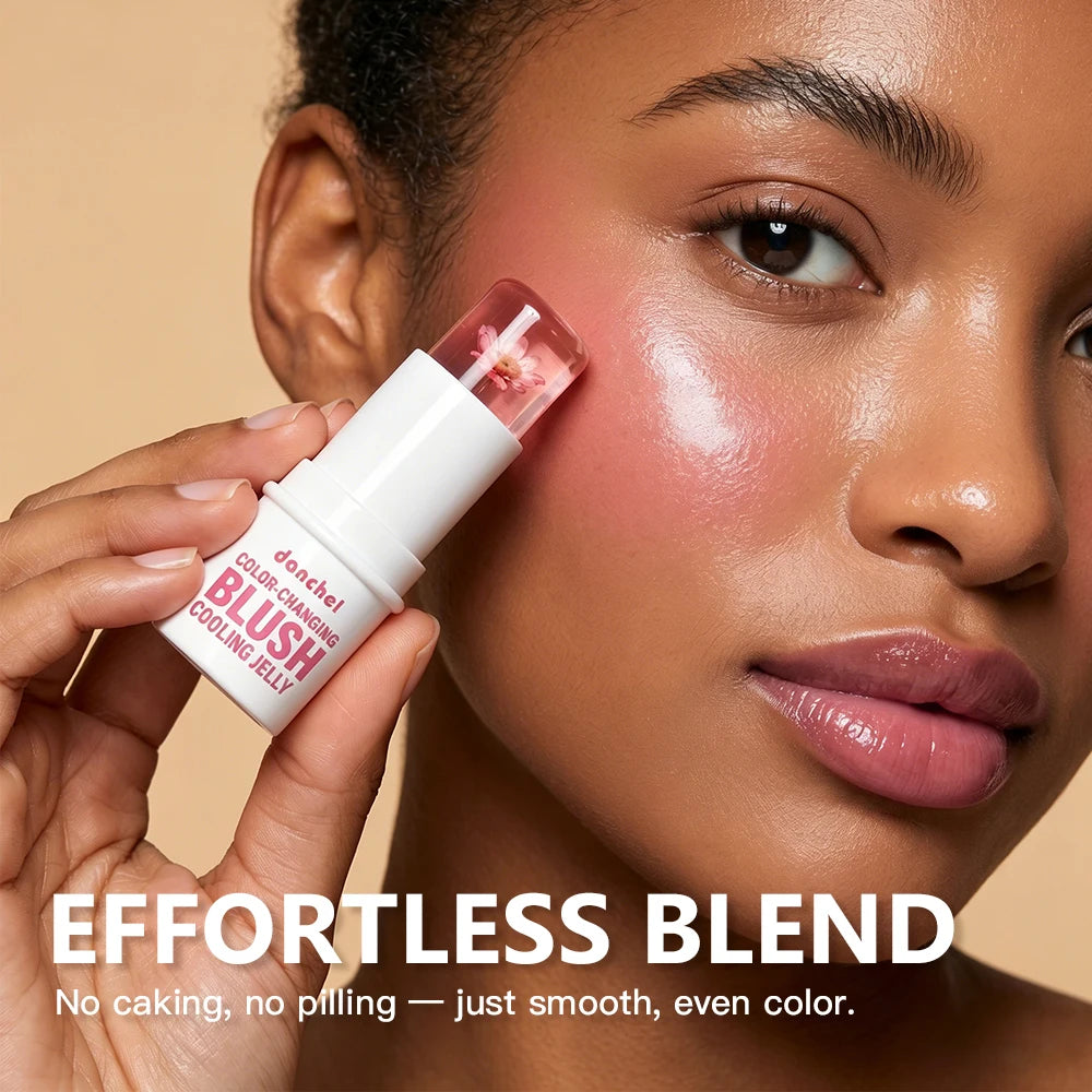 Color Changing Jelly Blush and Floral Tint Stick for Natural Daily Makeup