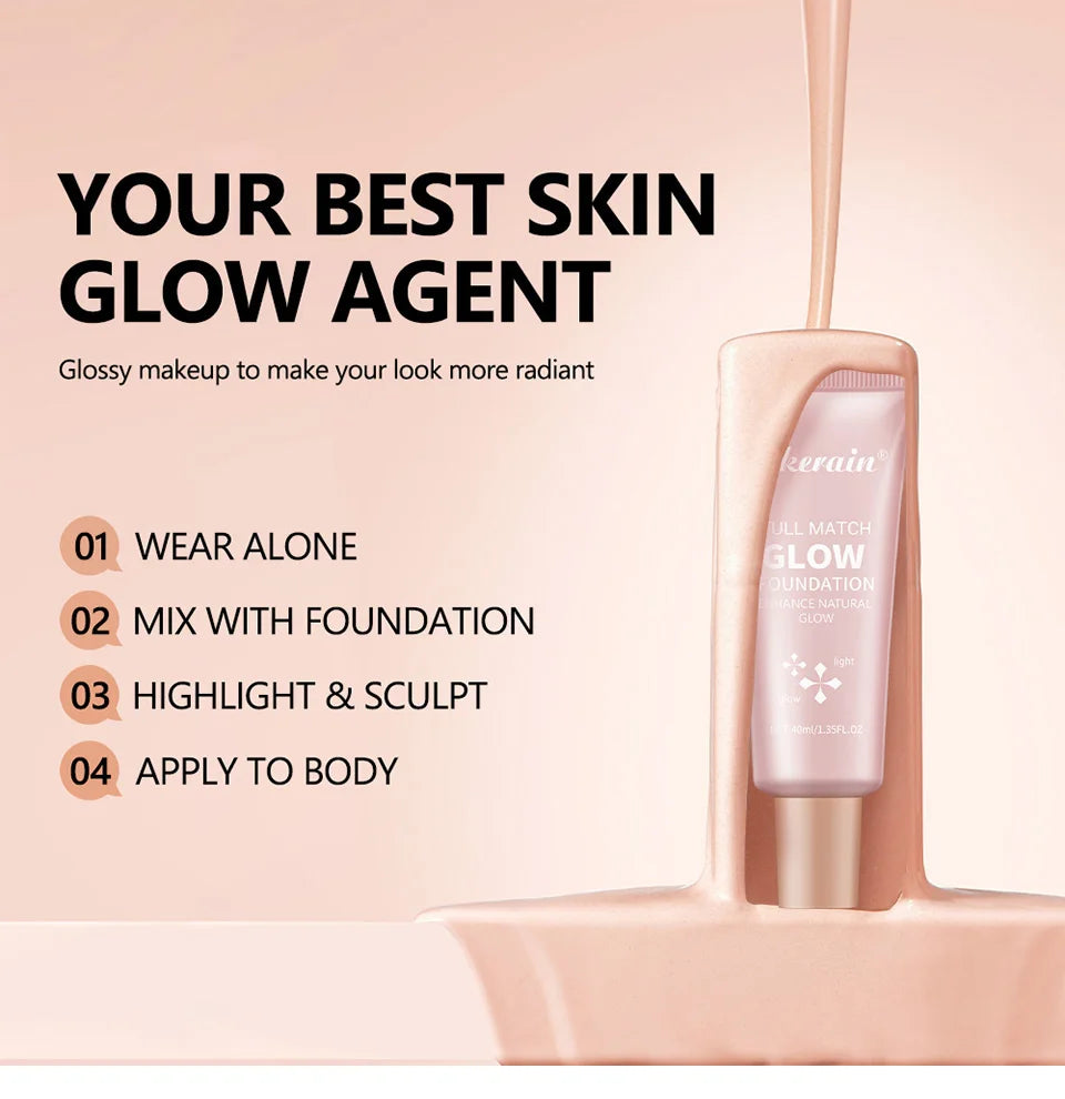 Liquid Glow Foundation and Radiant Skin Enhancer for Natural Daily Makeup Looks