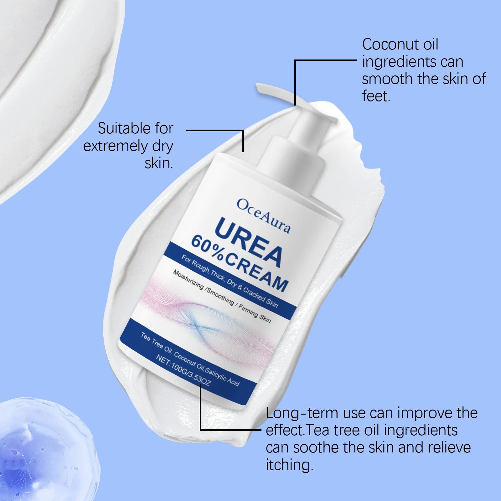 Urea Moisturizing Foot Cream and Cracked Heel Repair for Rough Dry Skin Care - 12