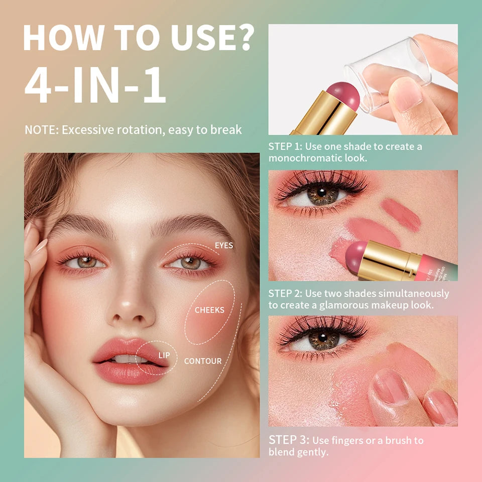 Double Headed Bronzer and Blush Stick for Quick Makeup Routines and Face Contouring - 16