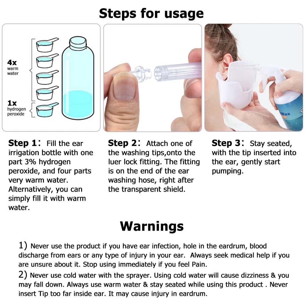 Electric Ear Wax Removal System and Ear Irrigation Cleaner for Home Ear Care Use