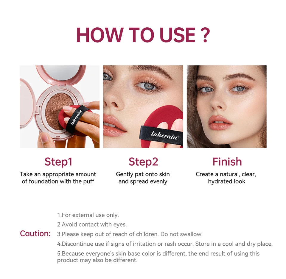 Semi Matte CC Cream Cushion and Long Lasting Foundation for Flawless Face Makeup