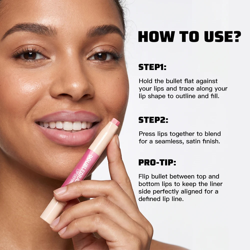 Lip Contour Liner and Lip Gloss Stick for Defined Long Lasting Matte Finish