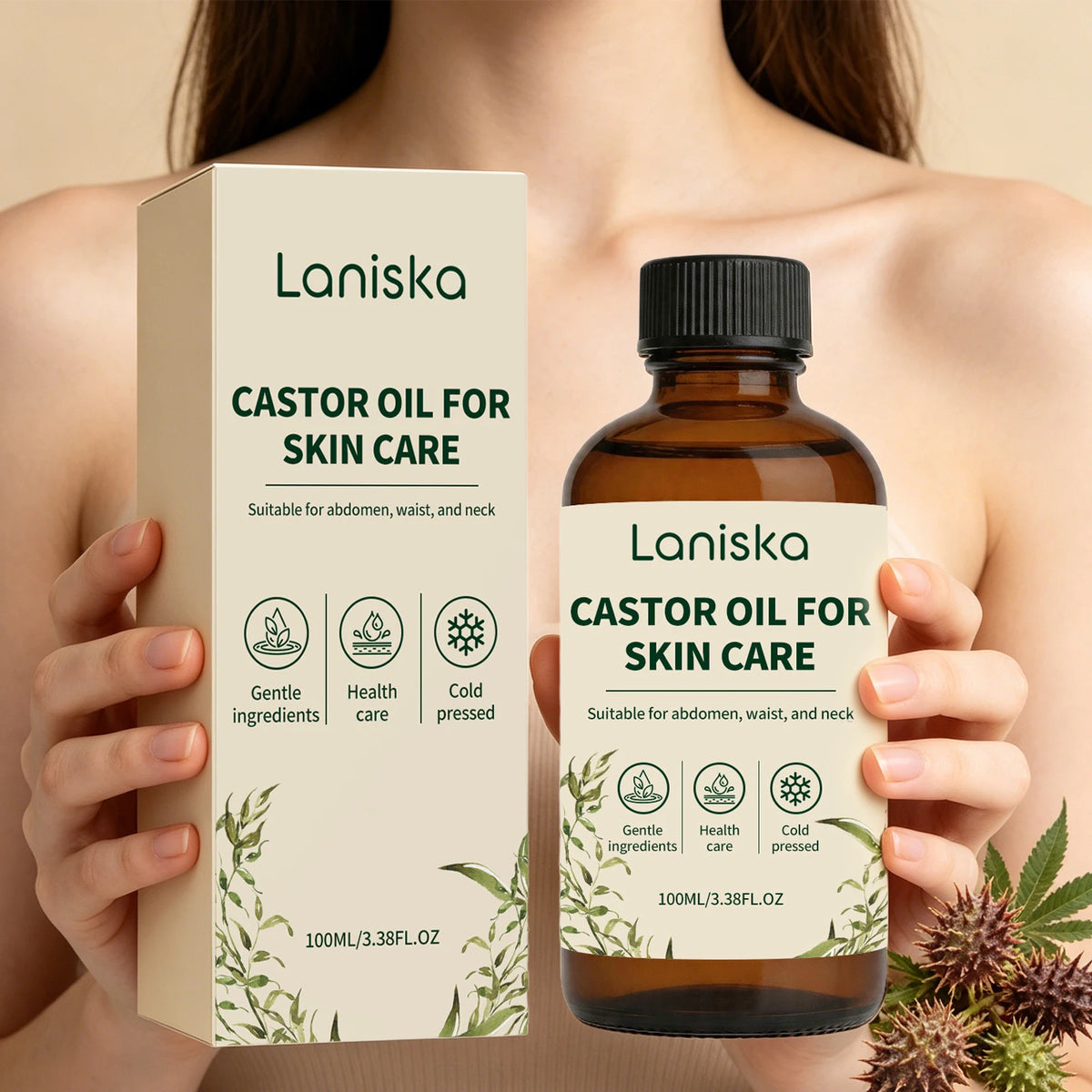 Cold Pressed Castor Oil and Moisturizing Body Care for Dry Skin and Massage