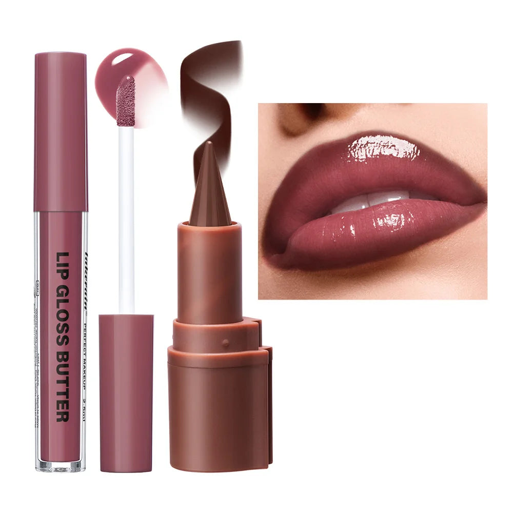 Lip Liner and Lip Gloss Set for Daily Makeup and Precision Lip Contouring - 13