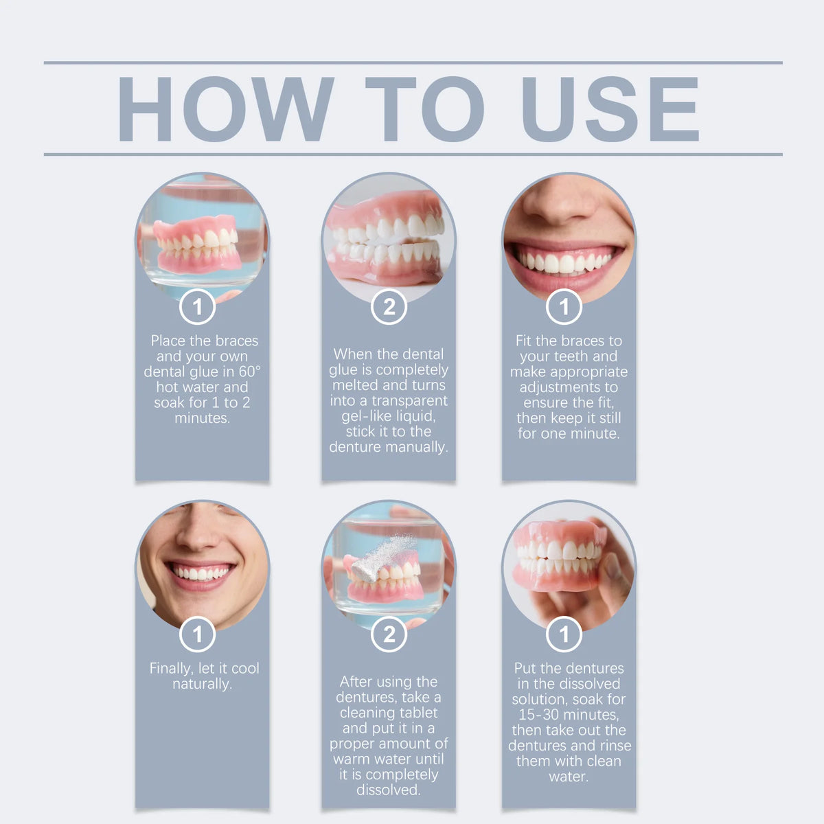 Cosmetic Denture Kit and Fake Teeth Set for Covering Missing or Stained Teeth
