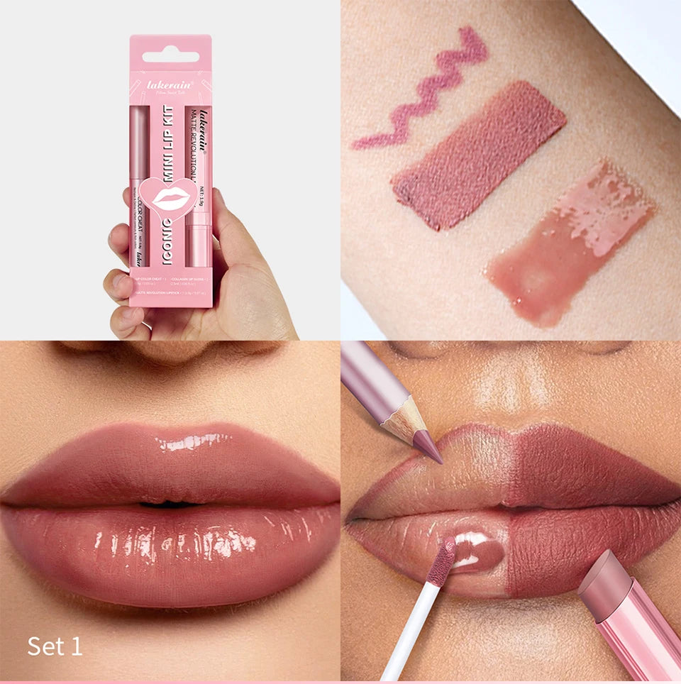 Lip Liner and Lipstick Makeup Set for Perfect Daily and Travel Lip Styling